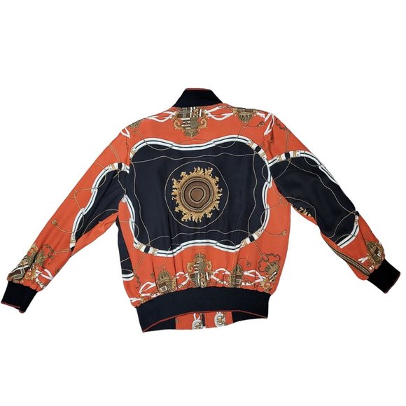 Vintage 1990s Bomber Jacket by Janan Studio Black red gold Windbreaker medium - Picture 2 of 6